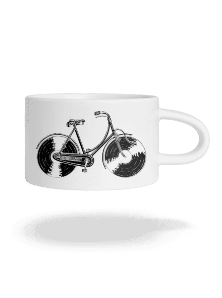 Gramofónový bicykel hrnček makronka White