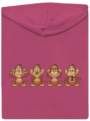 Opička s mobilom dámska mikina na zips Magenta