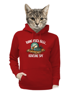 Ranné vtáča spí dámska mikina klokanka Red Mal