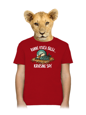 Ranné vtáča spí detské tričko Red