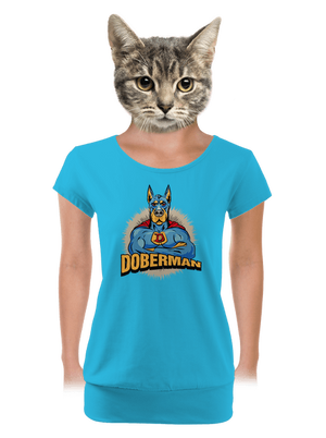 Doberman dámske tričko s lemom Blue Atol