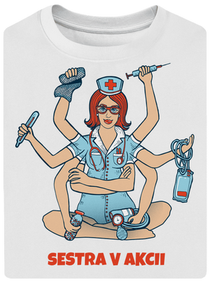 Sestra v akcii unisex tričko oversized White