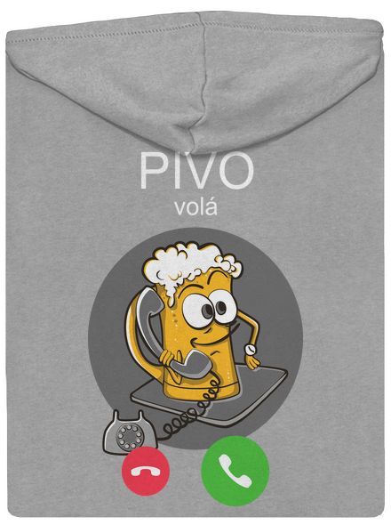 Pívo volá pánska mikina na zips Light Melange