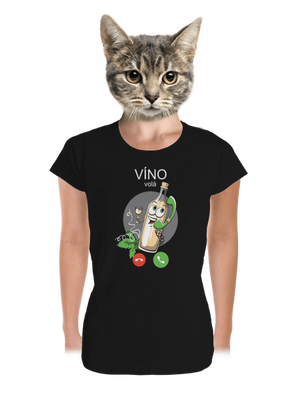 Biele víno volá dámske tričko prémium Black