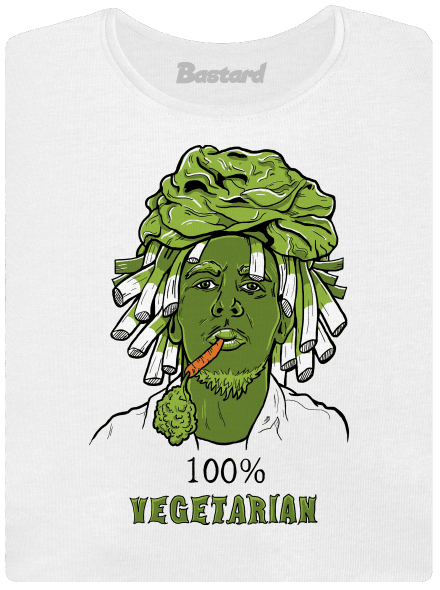 100% vegetarián dámske tričko s lemom White