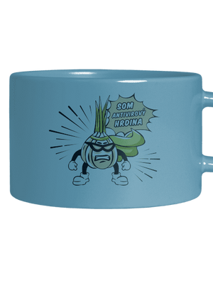 Antivirový hrdina hrnček makronka Blue Macaron