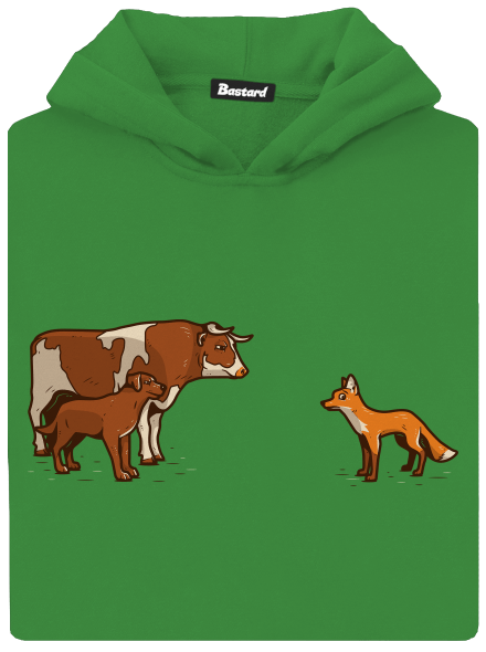 Vůl, pes a vulpes detská mikina klokanka Kelly Green AWD