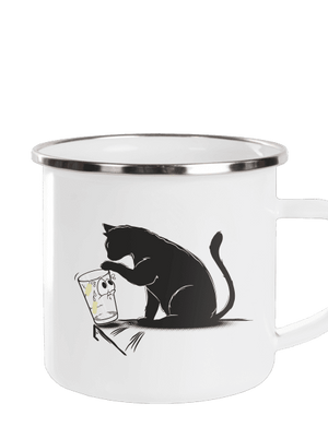 Mačka a pohár plecháčik White