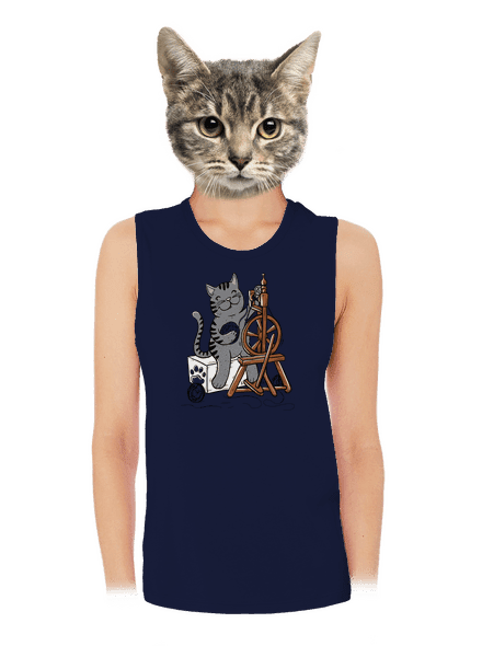 Mačka pradie dámske tielko voľné Navy