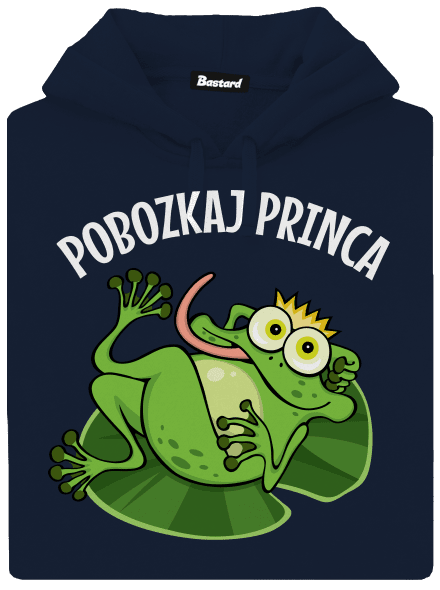 Pobozkaj princeznú a princa pánska mikina klokanka Navy