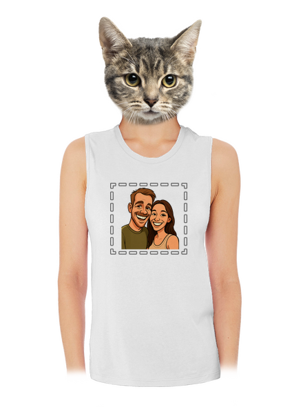 Karikatúra z vlastnej fotky dámske tielko voľné White