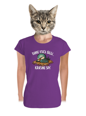 Ranné vtáča spí dámske tričko prémium Purple