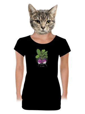 Reďkovky vo zväzku dámske tričko s lemom Black