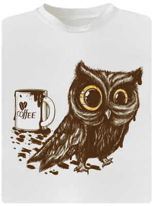 Sova na kofeínu pánske športové tričko White