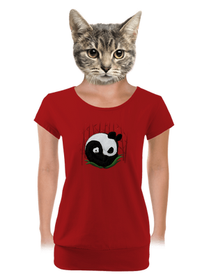 Dve spiace pandy dámske tričko s lemom Red Mal