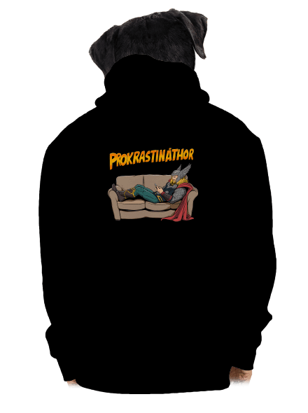 Prokrastináthor pánska mikina na zips Black