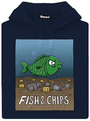 Fish and IT chips pánska mikina klokanka Navy
