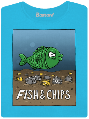 Fish and IT chips dámske tričko s lemom Blue Atol