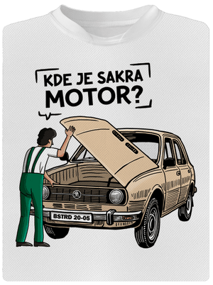 Kde je motor? pánske športové tričko White