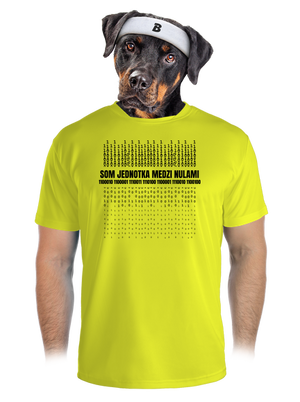 Jednotka medzi nulami pánske športové tričko Neon Yellow