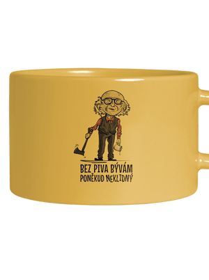 Neklidný bez piva hrnček makronka Yellow Macaron