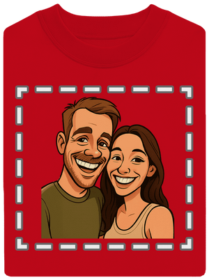 Karikatúra z vlastnej fotky unisex mikina bez kapucne Red