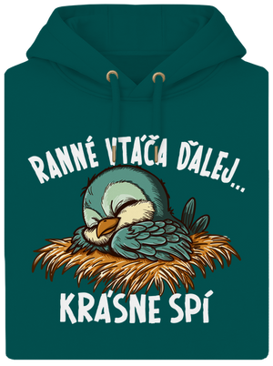 Ranné vtáča spí unisex mikina premium Emerald Green