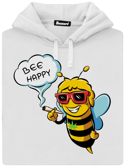 Bee happy dámska mikina klokanka White