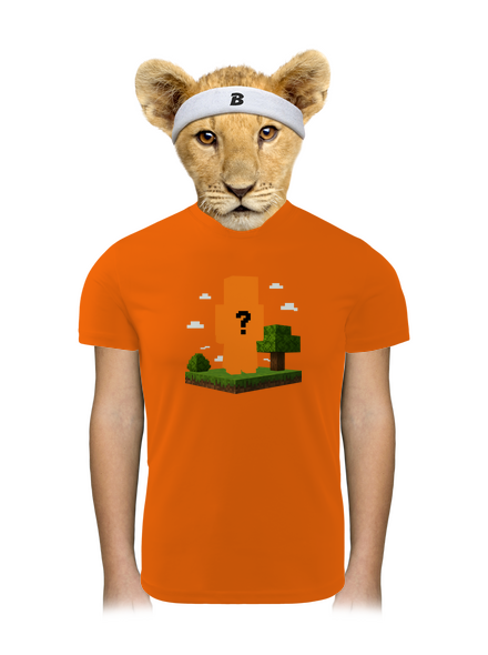 Minecraft z vlastnej fotky detské športové tričko Neon Orange