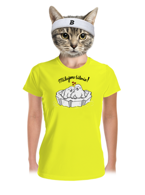 Milujem túlenie dámske športové tričko Neon Yellow