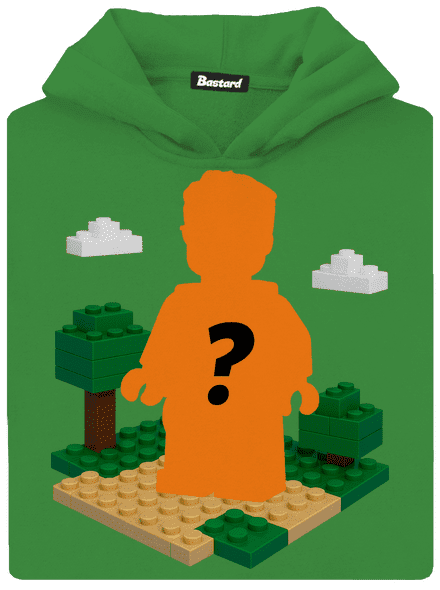 Lego z vlastnej fotky detská mikina klokanka Kelly Green AWD