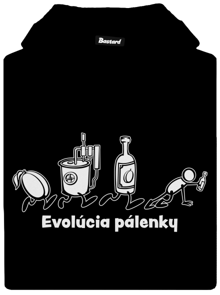 Evolúcia pálenky pánska mikina klokanka Black