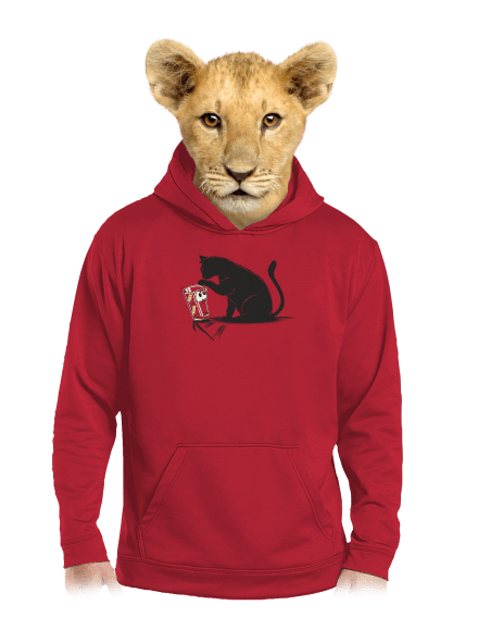 Mačka a pohár detská mikina klokanka Fire Red