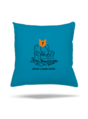 Bývam u svojej mačky vankúš Blue Turquoise