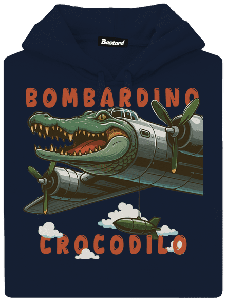 Bombardino Crocodilo – Italian Brainrot pánska mikina klokanka Navy