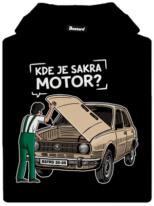 Kde je motor? pánska mikina klokanka Black