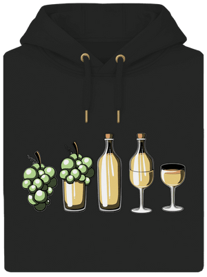 Evolúcia bieleho vína unisex mikina premium Dark Black