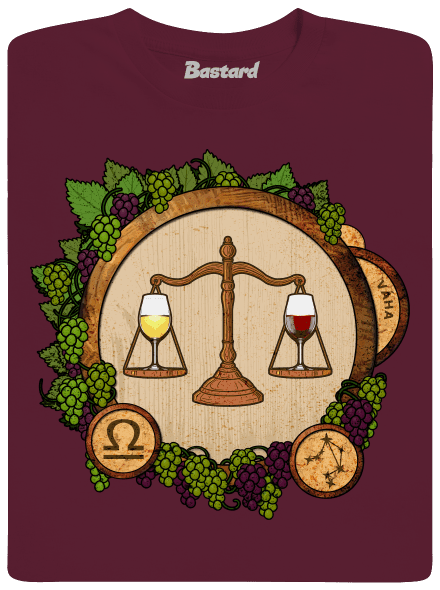 Vínny horoskop: Váha pánske tričko Burgundy