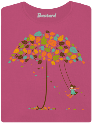 Radosť z jesene dámske tričko s lemom Magenta