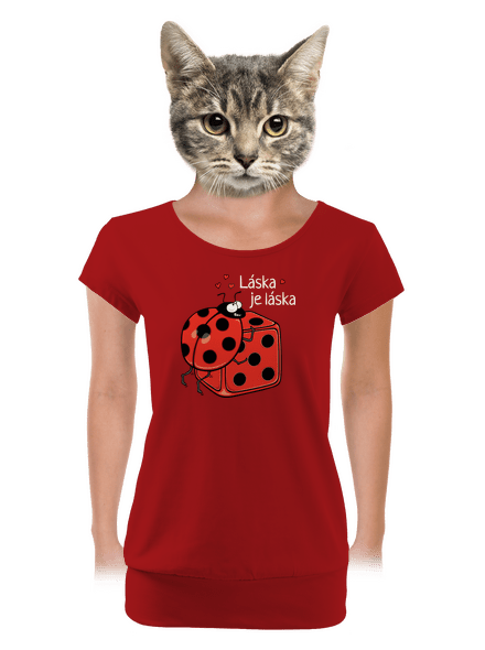 Láska je láska dámske tričko s lemom Red Mal