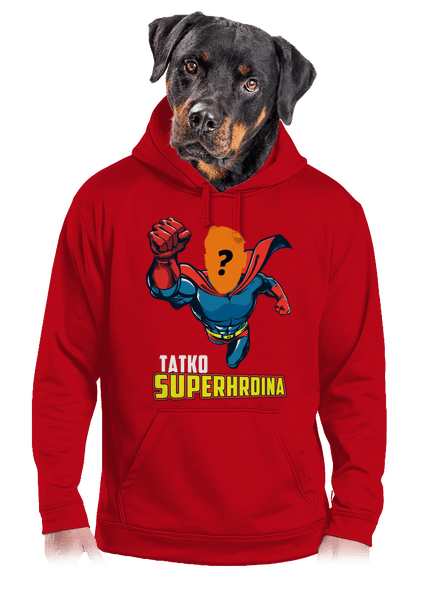 Tatko superhrdina pánska mikina klokanka Red