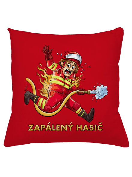 Zapálený hasič a hasička vankúš Red