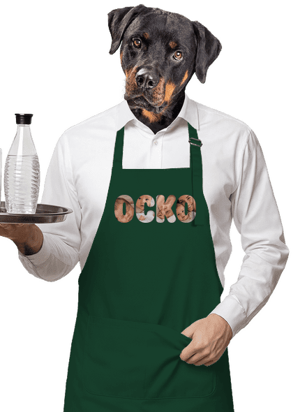 Nápis ocko z vlastných fotiek zástera Bottle Green