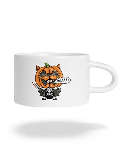 Halloweenská kočička hrnček makronka White