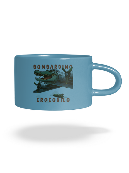 Bombardino Crocodilo – Italian Brainrot hrnček makronka Blue Macaron