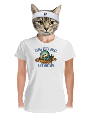 Ranné vtáča spí dámske športové tričko White