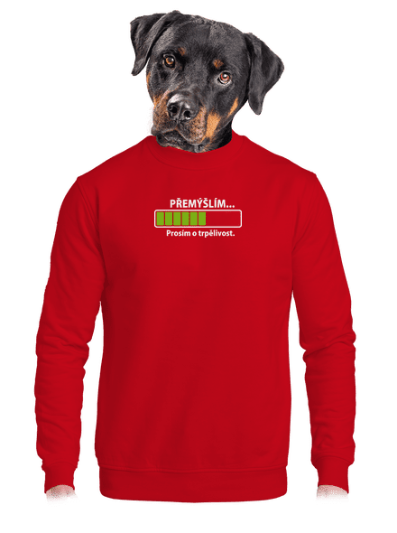 Premýšľam unisex mikina bez kapucne Red