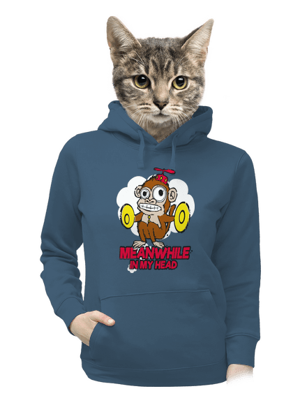 Monkey in my head dámska mikina klokanka Denim