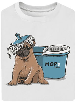 Mops unisex tričko oversized White