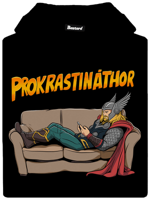 Prokrastináthor pánska mikina klokanka Black